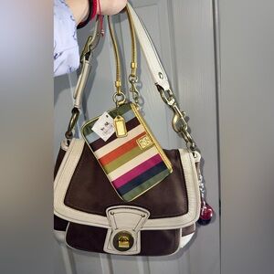 Rare coach chocolate legacy shoulder bag with wristlet SOLD‼️
